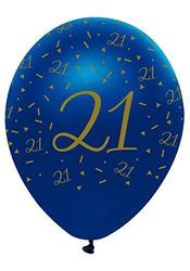 Creative Party Pack of 6 Navy & Gold Helium/Air Latex Balloons - Age 2